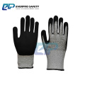 18 Gauge Gray HPPE Anti Cut Black Nitrile Sandy Gloves With Cut F